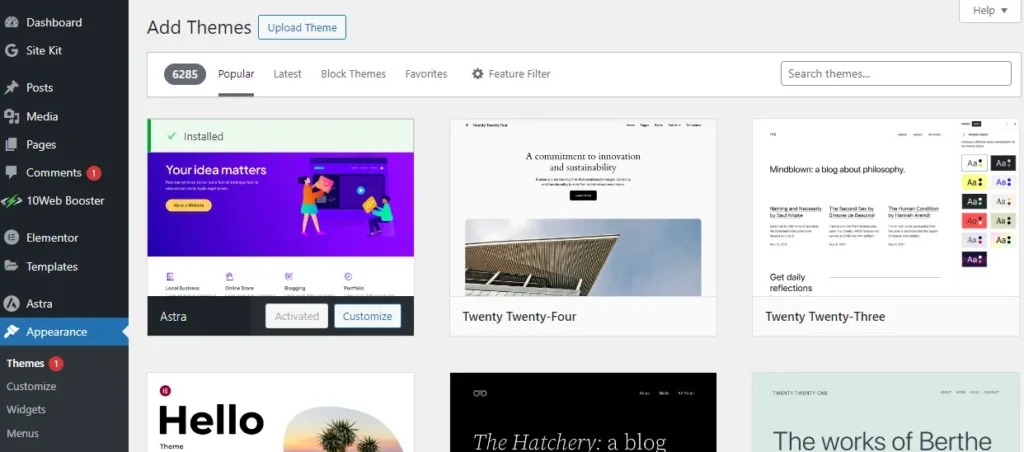 WordPress Themes Screenshot